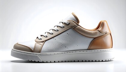 Stylish leather sneakers with neutral tones for a modern and sophisticated look today