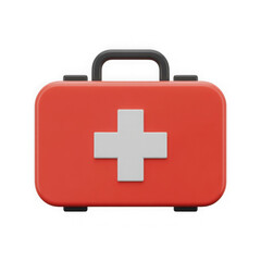 Obraz premium Vibrant red first aid kit with gleaming handle on a completely see through design