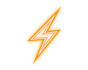 Bright Orange Lightning Bolt Icon Isolated Art