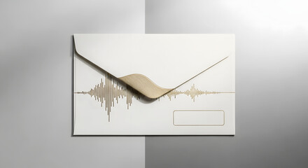 Award nomination envelope with sound wave graphic design concept of Grammy Awards  