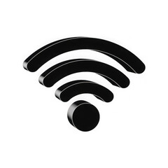 WiFi Signal Icon in Bold Black Silhouette – Wireless Network Connection Symbol Isolated on Transparent Background