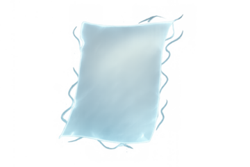 Soft blue pillow or cushion with wavy stitching detail on a transparent background, bedding comfort concept