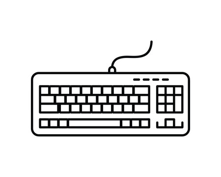 Wired Computer Keyboard Outline Icon Input Device for Typing and Data Entry Digital Accessory