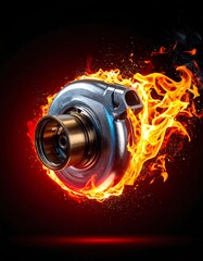 Turbocharger engulfed in flames