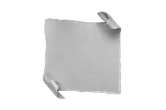 Blank paper page with curled corners on transparent background presenting empty note or message space