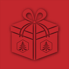 Festive Gift Box with Christmas Tree Details