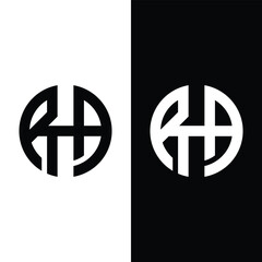 RHA Initial Letters Circle Monogram Logo Stock Vector.