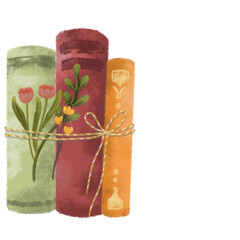 Illustration vintage book with string