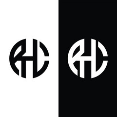 Letter RHL Monogram Circle Logo Stock Vector.