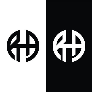 RHA Initial Letters Circle Monogram Logo Stock Vector.