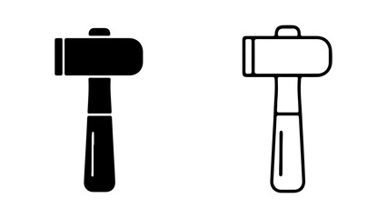 Black and white hammer icons with transparent background