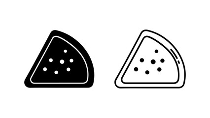 Watermelon slice outline and solid with transparent background