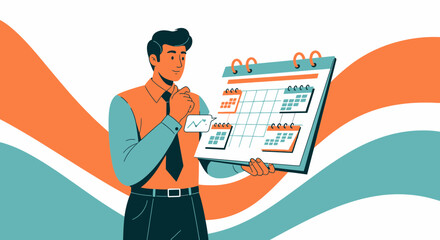 Business Professional Displays Schedule And Analyzes Data For Strategic Planning Purposes