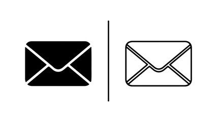 Envelope icons with outline and solid fill with transparent background
