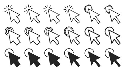 Cursor icon set pointer arrow select click digital interface element cursor vector