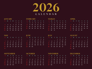 New Year vector Calendar 2026