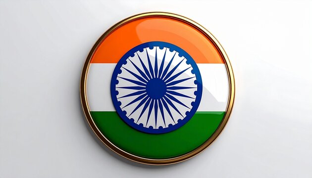 A circular badge-style rendering of the Indian flag