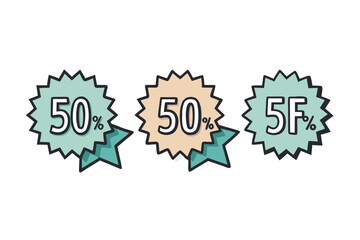 50 percent off discount badge vector illustration isolated on white background