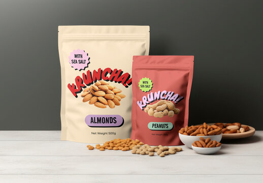 Nut Packaging Mockup With Vibrant Design Psd