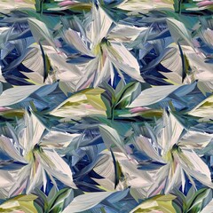 lily of the valley design repeating pattern of an abstract floral painting. The style is...