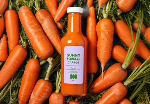 Organic Carrot Juice Bottle Mockup Psd