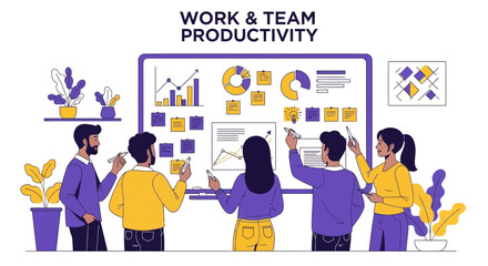 Naklejka premium Team Collaboration Showcasing Productivity Strategies And Planning, Teamwork, Strategy