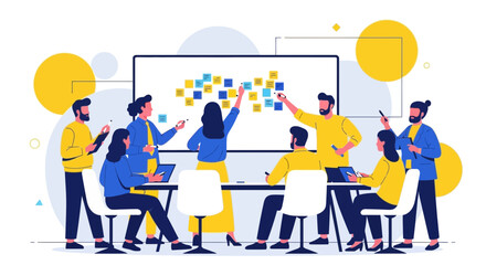 Team Collaboration Work Session with Board and Sticky Notes Visualization Explained