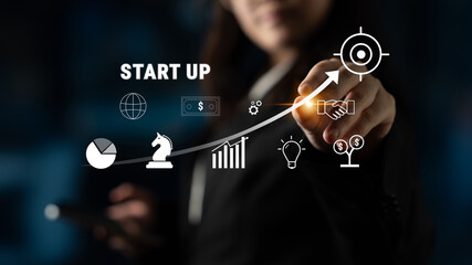 A business start up growth strategy from idea to success. The process of funding, planning, and...