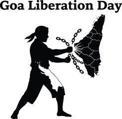 Goa liberation day silhouette vector illustration of a man breaking free from chains