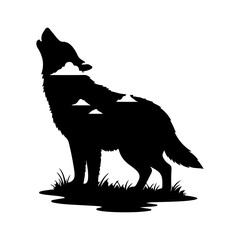 Howling wolf silhouette with transparent background