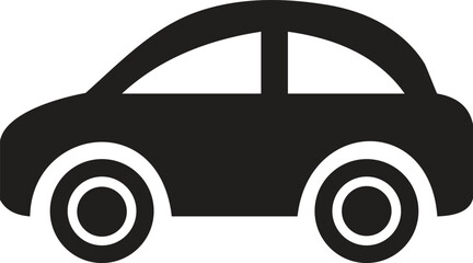 Simple black car icon on a white background
