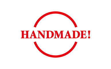 HANDMADE! - HANDMADE! text written on Red Rubber Stamp 
