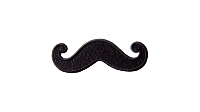 Stylized vintage handlebar mustache illustration with a textured abstract pattern isolated on transparent background