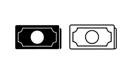 Money icons with outline and solid fill with transparent background