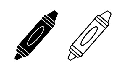 Crayon icons with outline and solid fill with transparent background