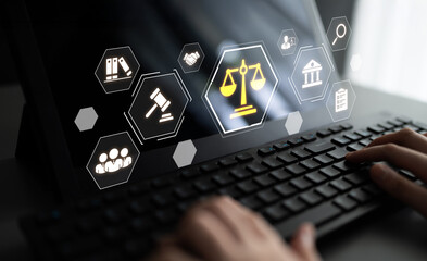 Concept of corporate legal services. Providing advice and ensuring compliance with laws and...