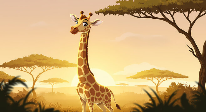 giraffe in the savannah - Powered by Adobe
