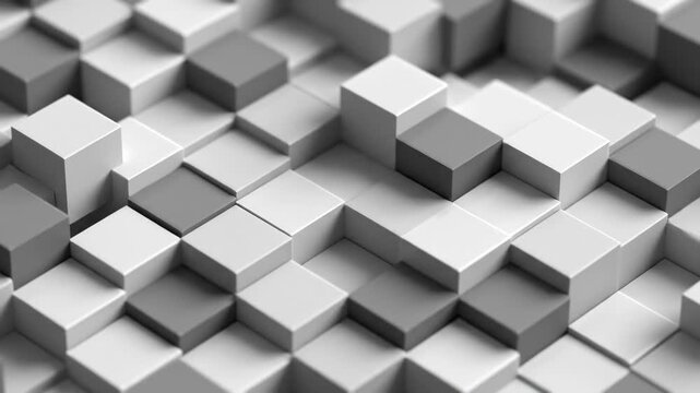 Abstract grayscale cubes form a 3D pattern used for design, backgrounds, or textures
