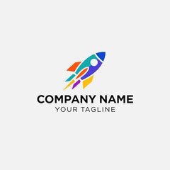 Colorful Rocket Ship Logo Design for Business and Technology.