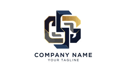 Modern Abstract Logo Design with Interlocking Geometric Shapes.