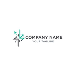 Modern company logo design with directional arrows and company name.
