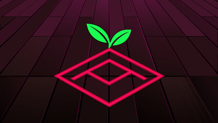 Neon cherry wood parquet floor background design