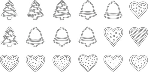 Collection of christmas cookies in a hand-drawn festive style