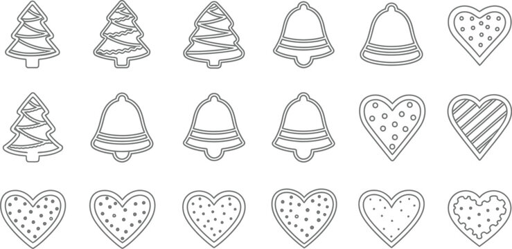 Collection of christmas cookies in a hand-drawn festive style