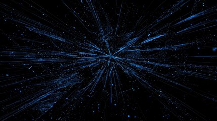 Dynamic Blue Energy Burst Abstract Background with Stars and Light Trails for Creative Design and Modern Visualization