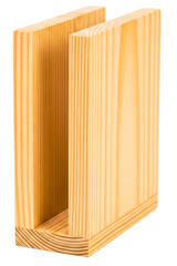 Simple light wood grain book stand for desk organization isolated on transparent background