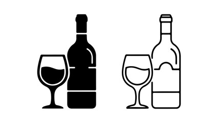 Wine bottle and glass with transparent background