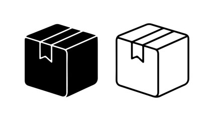 Cardboard boxes outline and solid with transparent background