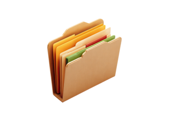 3D folder icon with colorful files