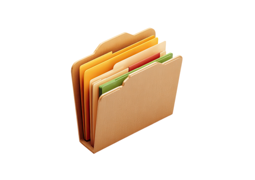 3D folder icon with colorful files